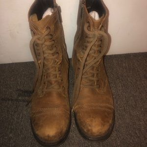 Brown combat boots